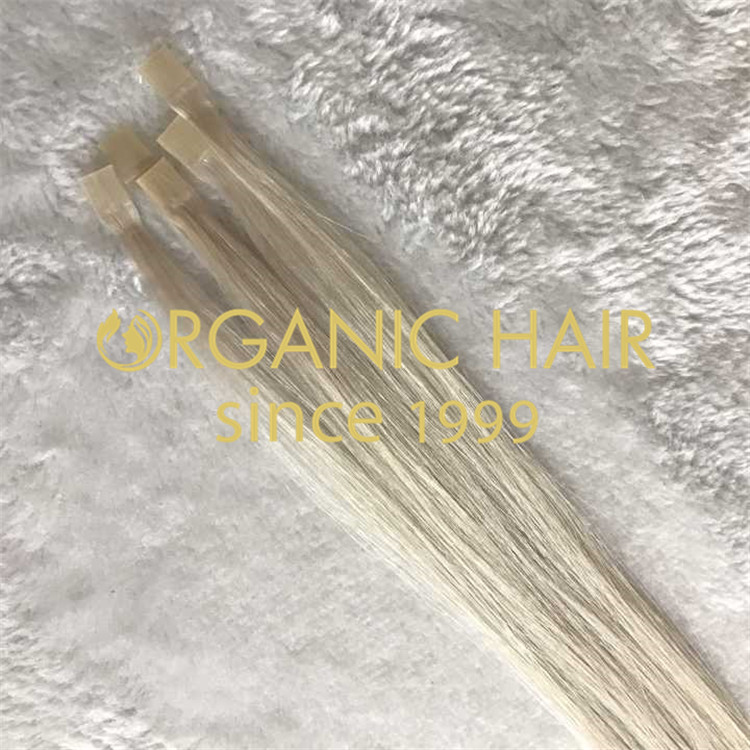 Cuticle aligned hair extensions ash white color flat tip  H97